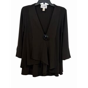 Joseph Ribkoff Black Tunic V Neck Blouse Style 161066 Size 8 Minimalist Chic